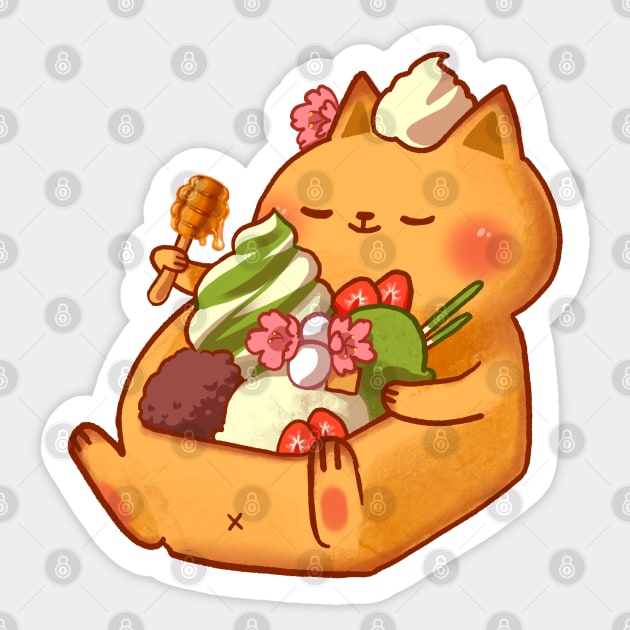 Cute Cat Strawberry Matcha Honey Toast Sticker by vooolatility